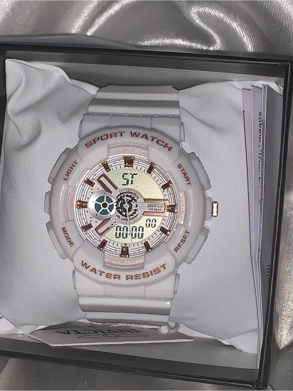 Invicta White and Rose Gold Digital-Analog Sport Watch